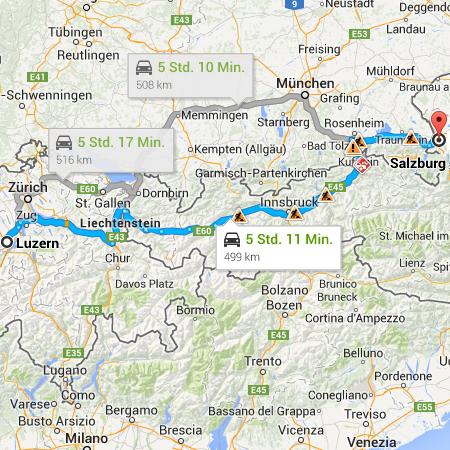 Taxi from Salzburg to Lucerne - Luzern 